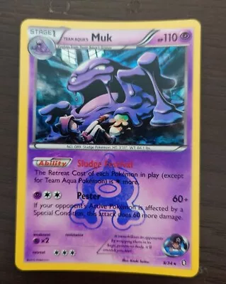 Pokemon Card 8/34 Team Aqua's Muk Rare Holo XY Double Crisis • £0.99