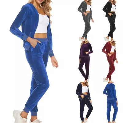 Ladies Sweatsuits Long Sleeve Two Piece Outfit Women Comfy Running Hooded • $54.73