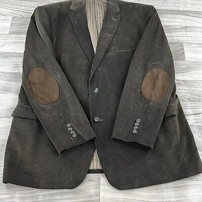 Chaps Blazer Men 48L Brown Tan Corduroy Elbow Patch Cotton Jacket Preppy • $29.70