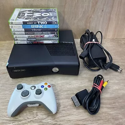 Microsoft Xbox 360 S Slim Console Bundle Chargeable Controller 7 Games No HD • $62.19