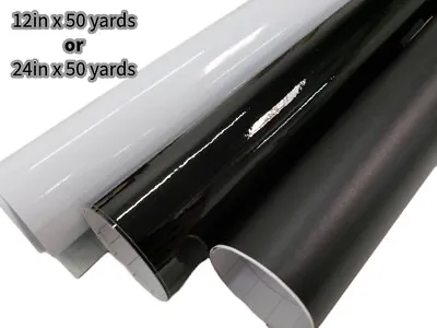 Gloss Matte White Black 12 24  50 YDS Cutting Sign Permanent Adhesive Vinyl Roll • $59