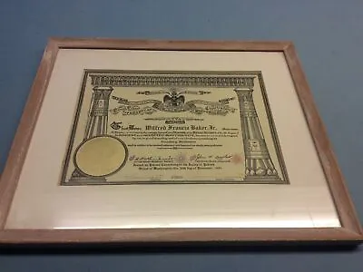 Antique Masonic Certificate 32* 1945 Yakima Washington Signed Framed 17x14 • $199