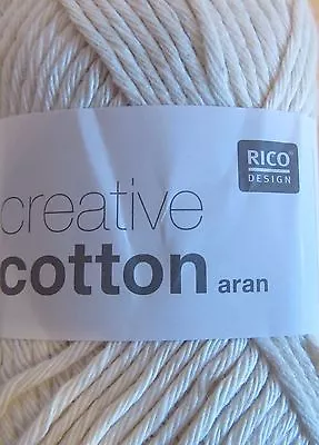 50g BALLS RICO CREATIVE COTTON ARAN KNITTING/CROCHET YARN PLAIN + PRINTS • £2.89