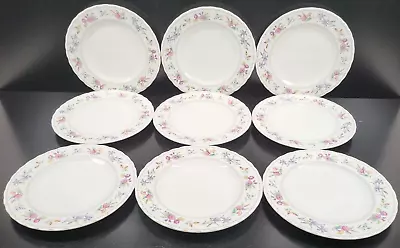 (9) Mikasa Brywood 7.75  Salad Plates Set Maxima CAJ04 Floral Scallop Japan Lot • $89.67