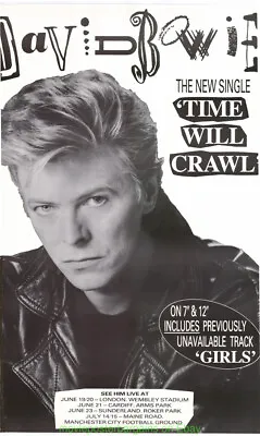 $44 • Buy DAVID BOWIE TIME WILL CRAWL Single And Concert Promo POSTER UK Subway 3x5 Ft