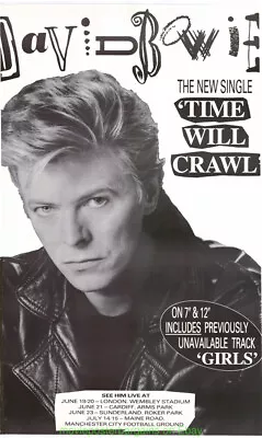 $44 • Buy DAVID BOWIE TIME WILL CRAWL Single And Concert Promo POSTER UK Subway 3x5 Ft