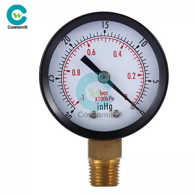 Mini Air Pressure Gauge 2  Dial 1/4 NPT 0~-30inHg 0~-1bar Air Vacuum Manometer • $9.49