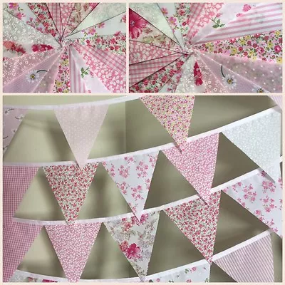 Handmade Fabric Bunting. 8ft16ft32ftno Gaps.vintagefloralpastelsweddings • £5