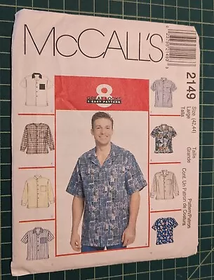 Vintage Mccall's 2149 8 Great Looks 1 Easy Pattern Men's Shirt )Pattern 42-44 • $5