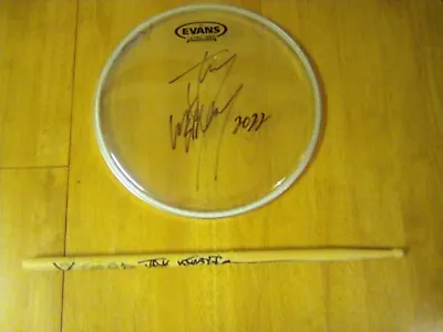 £199.99 • Buy Slipknot Jay Weinberg Stage Used Signed Autograph Evans Drum Skin & Vater Stick