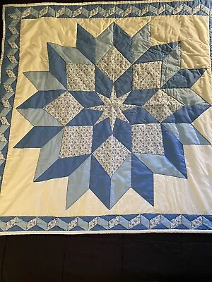 $45 • Buy Beautiful Lone Star Quilt - Machine Pieced Hand Quilted 59” X 59”