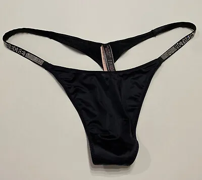 $19.99 • Buy Victorias Secret Very Sexy Black V String Shine Straps Size Large L