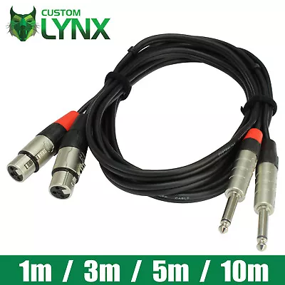 Rean Neutrik 2 X Female XLR To 2 X Mono Jack Cable. Twin XLR To Jacks Plugs Lead • £13.74