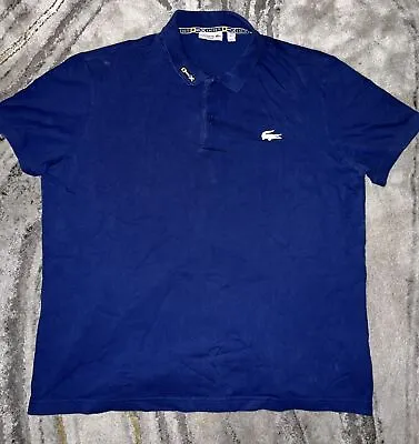 Lacoste Mens Blue Short Sleeve Polo Shirt Sz 8 XXXL 3XL Golf Peru Big Croc • $25