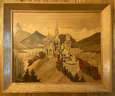 Vintage Buchschmid / Gretaux Castle Wood Inlay/Marquetry Picture Made IN Germany • $285