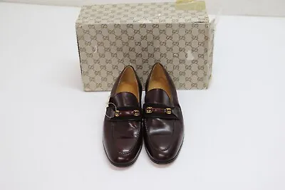 $399.99 • Buy 80’s Vintage Gucci Loafers GG Designer W Stripe Burgundy Size 6 US/39.5 G