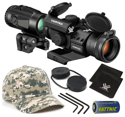 Vortex Optics Strikefire II Red/Green Dot Scope W/ 3x Magnifier & CD Hat  Bundle • $498