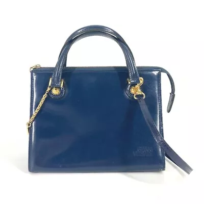 Versace Bag Sunburst Vintage 2Way Shoulder Crossbody Charm Handbag Leather Navy • $349.29