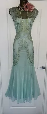 £16 • Buy Vintage 1920s Beaded Sequin Charleston Flapper Gatsby Evening Prom Dress Size 12