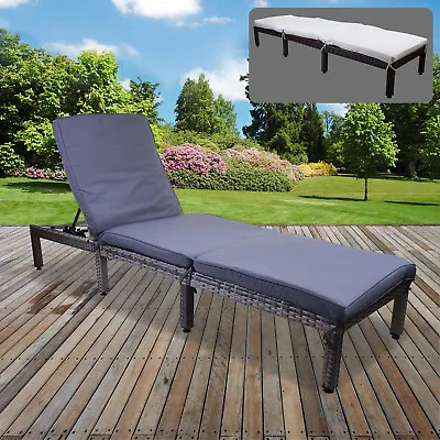 Rattan Sun Lounger Day Bed Recliner Garden Patio Furniture Outdoor Indoor Wicker • £89.99