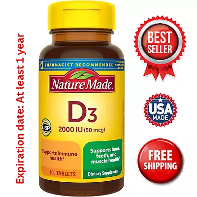 Nature Made Vitamin D3 2000 IU (50 Mcg) Dietary Supplement For Bone 90day Supply • $10.38