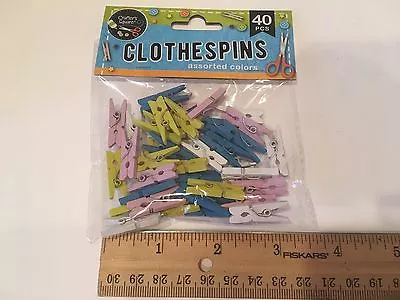  Mini Colored Wood Clothes Pins Arts Crafts Party Accessories 40 Pack Small • $3.49