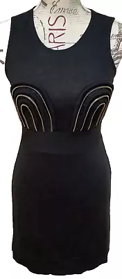 Alice Mccall - Black Wool Blend Mini Dress With Gold Zipper Breast Detail- 10 • $20