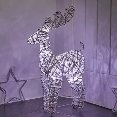 £13.99 • Buy Christmas LED Reindeer Decoration Light Up Stag Rattan Metal Statue Xmas Decor