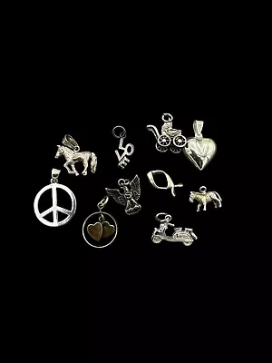 Vintage To Now Sterling Silver 925 Pendant Peace Love Heart 10 Pcs • $39.99