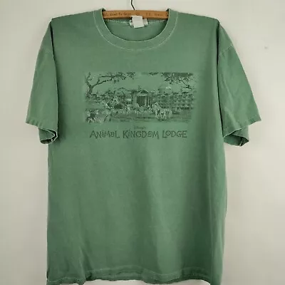 Disney World Shirt Medium Green Animal Kingdom Lodge Florida Early 2000s • $13.95