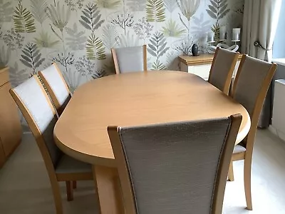 Skovby Solid Oak And Solid Oak Veneer Extending Dining Table With 6 Chairs • £750