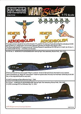 Kits World Decals 1/72 BOEING B-17E FLYING FORTRESS Nemesis Of Aeroembolism • $12.99