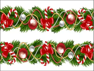 Edible Christmas Garland Cake Border Cake Wrap Icing Topper Decoration • £3.75