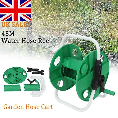 Portable 45m Reinforced Tough Garden Hose Pipe Reel Cart Trolley Free Standing • £16.19