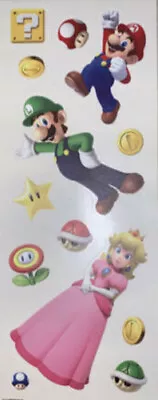 SUPER MARIO Wall Stickers 13 Decals  NINTENDO WII Luigi Princess Peach Coins + • $8.29