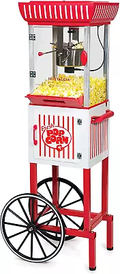 Nostalgia Popcorn Maker Cart 2.5 Oz Kettle Makes 10 Cups Retro Classic Popc... • $168.99