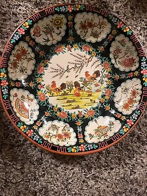 Vintage England Daher Decorated Ware 1971 Rooster Tin Round Molded Tray Bowl • $5