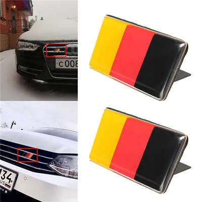 $9.18 • Buy 2x Aluminum German Flag Badge Emblem Sticker Front Grille Bumper Decal Universal