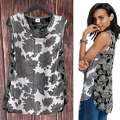 CABI Tango Cowl Neck Sleeveless Top Style# 3057 Womens Large L Gray Floral • $19.99