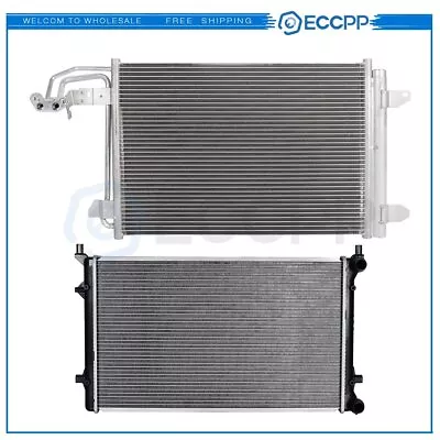 Aluminum Radiator & AC Condenser Cooling Kit For 2010-2014 Volkswagen Golf • $103.99