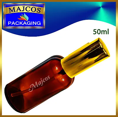 50ml Empty Amber Glass Bottles With Shiny Golden Atomiser / Mist Spray • £25