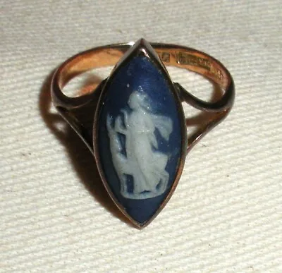 ANTIQUE 9K GOLD WEDGWOOD WOMAN & DEER CAMEO ENGAGEMENT RING SIZE 6 3/4  Tuvi • $250