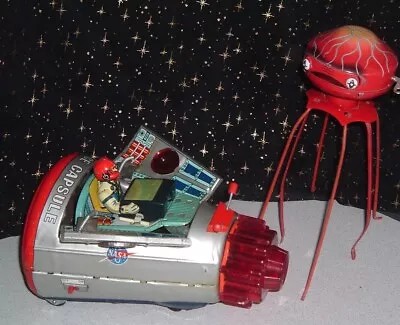 Vintage 1960s Horikawa US Space Capsule Tin Litho Japanese Tin Toy • $280