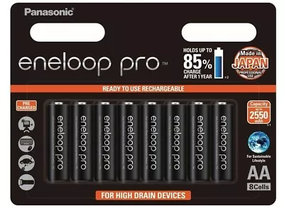 8x Panasonic Eneloop Pro 2550mAh Rechargeable AA Battery MADE IN JAPAN • $48.99