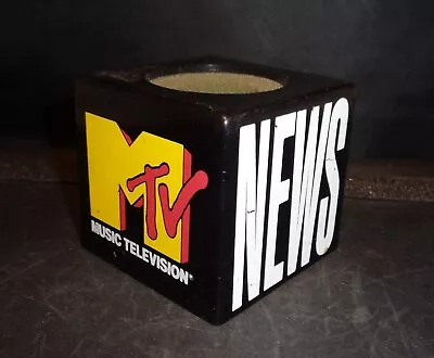 Vintage 1993 MTV News Music Television Microphone Mic Flag Cube Broadcast Used! • $225