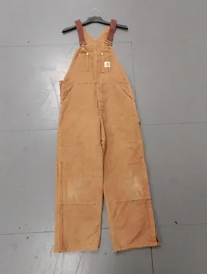 Carhartt Vintage Duck Canvas Dungarees W34 L30 Tan Made In USA 80s Double Knee  • £84.51