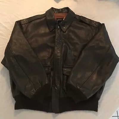 AVIREX USA Type A-2 USAAF Flight Brown Leather Goatskin Bomber Jacket BEAUTY! XL • $189