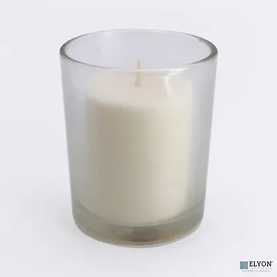 18 White Colored Unscented Wax Votive Candle In Glass Holder 24 Hours Burn Time • $31.40