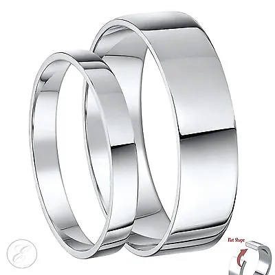 18ct White Gold His & Hers Flat Wedding Rings 3mm & 6mm • £750