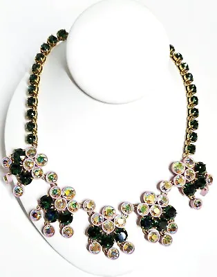 J.Crew Crystal Chandelier Necklace Green Lavender Light Gold Ox Plated Brass • $144